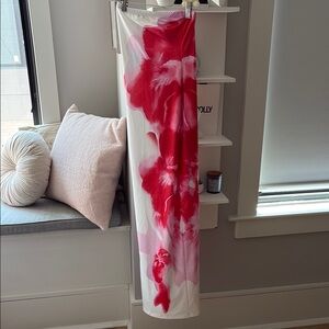 Floral Red and White Dress